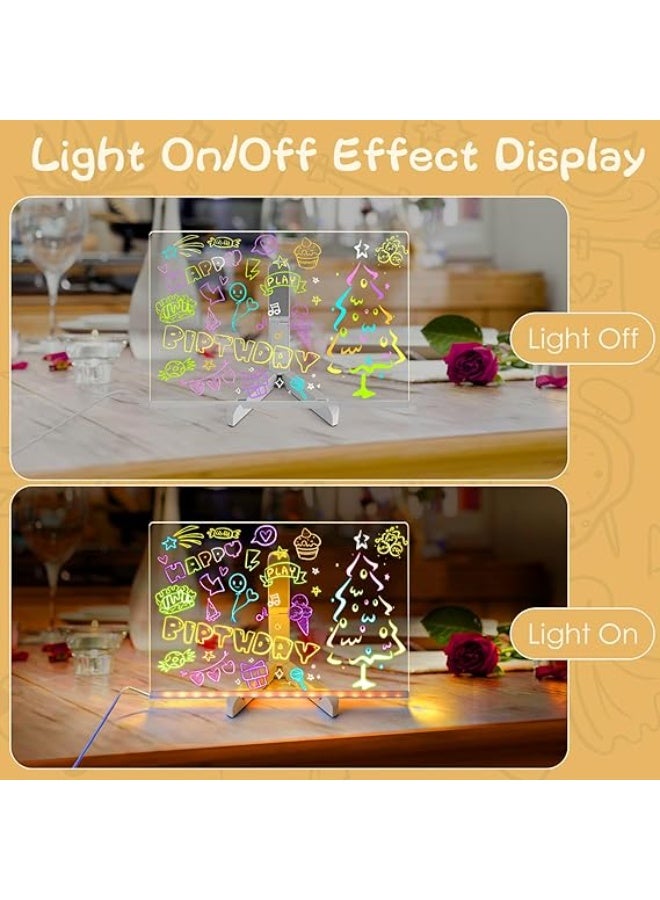 Light up LED Note Board with Colors, 11.8" x 7.8'' Clear Acrylic Dry Erase Board with Light, Glowing Whiteboard with Stand & Color Pen, LED Letter Message Board for Note, Memo, Drawing, Daily - Image 2